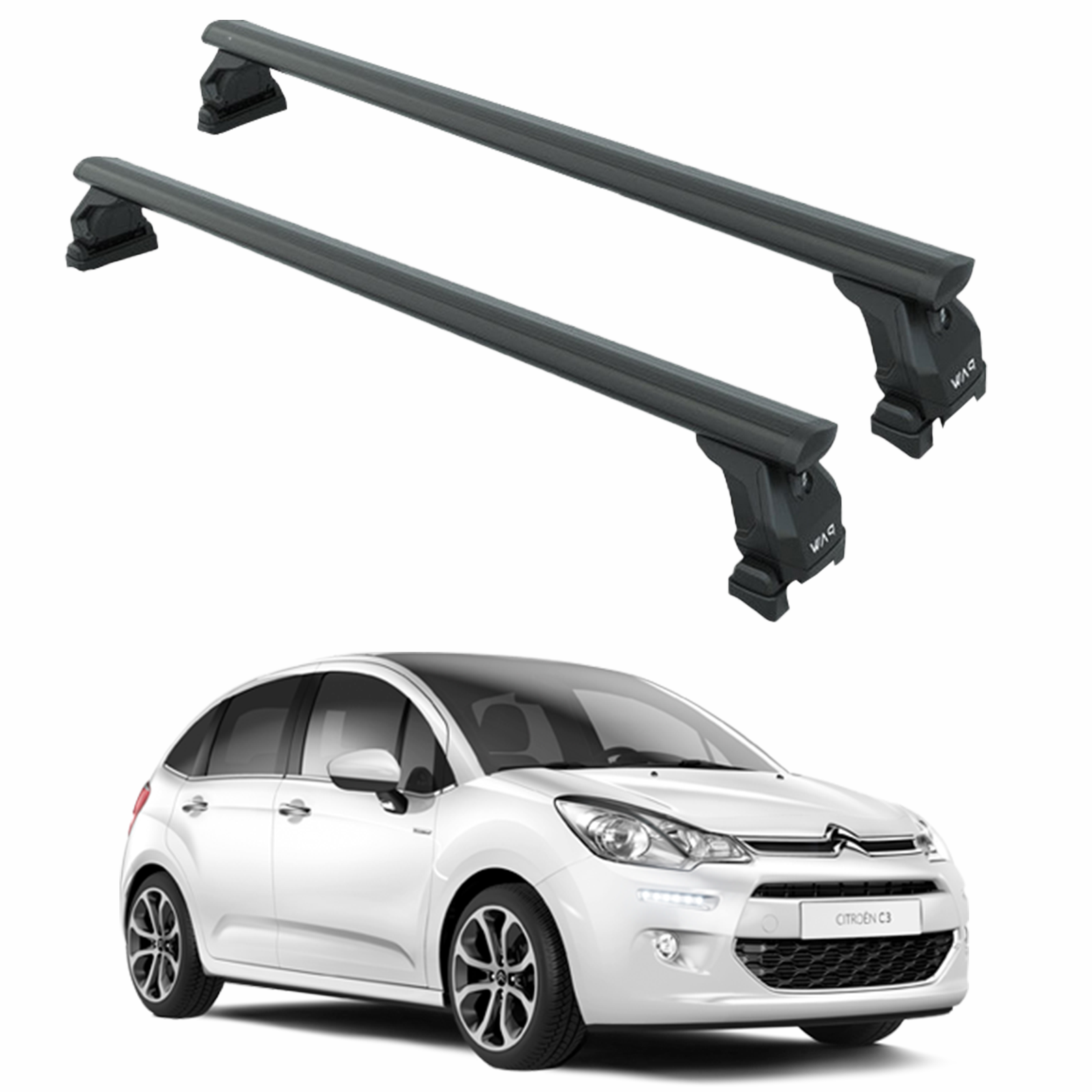 For Citroen C3 A51 2009-2016 Roof Rack Cross Bars Fix Pro Roof Alu Black For Citroen C3 A51 2009-2016 Roof Rack Cross Bars Fix Pro Roof Alu Black